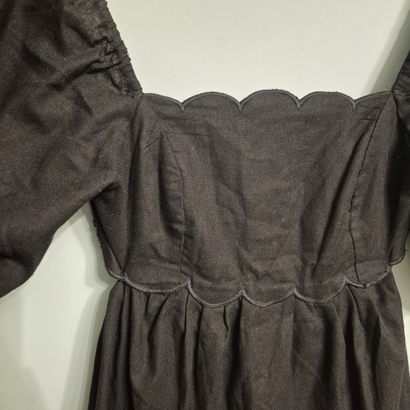 O.P.T Women's Boho Cottagecore Black Midi Open Back Dress Size Small - Picture 3 of 9